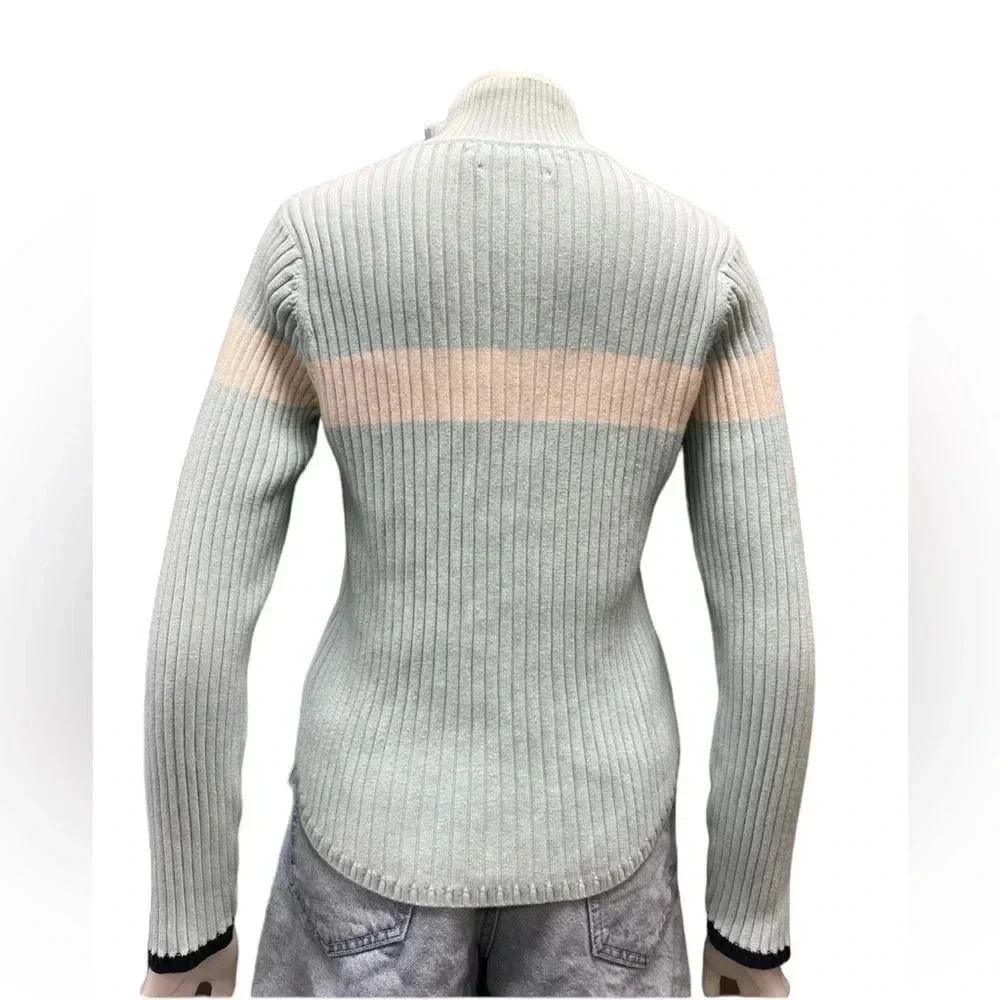 Tommy Hilfiger Vintage Ribbed Fitted  Blue White Sweater Size Large - Picture 2 of 10